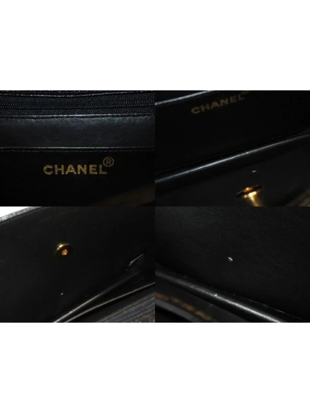 Chanel Bag Caviar Leather CC Logo Black Vintage Gold